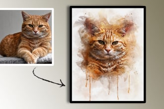 paint an amazing watercolor portrait painting of your pet