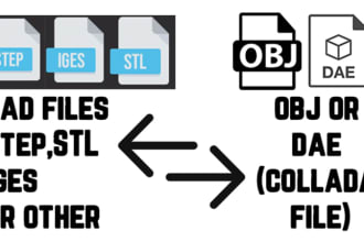 convert 3d files format cad, step, iges file to obj or dae