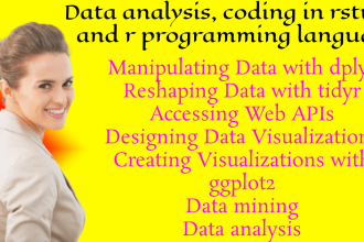 help in data analysis, coding in rstudio and r programming language