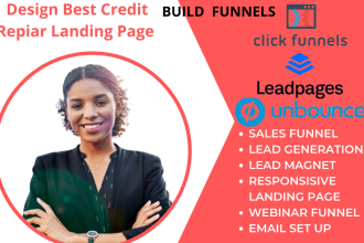 design credit repair landing page website unbounce landing page leadpages