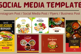design impressive food poster, flyer, banner, menu card for restaurant