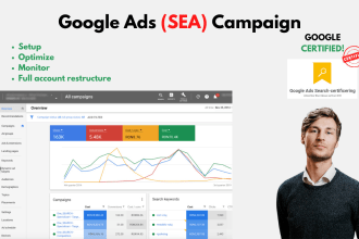 setup, optimize and monitor your google ads campaign sea, adwords