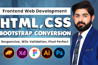 convert figma to html, psd to html, xd to html, sketch to html, bootstrap 5