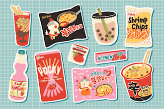 create cute sticker design, minimalistic illustration