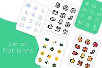 design custom set of icons for app, web and software