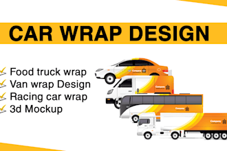 car wrap , van wrap , vehicle wrap, racing car wrap, food truck wrap design