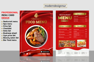 do urgent, menu card, restaurant menu and spa, salon, bar price list design