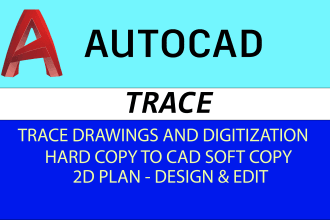 draw, trace, draft in autocad 2d