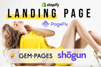 shopify product landing page in shogun, gempages or pagefly