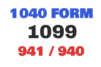 prepare 1040 tax form, 1099, w2 payroll 941, 940, schedule c