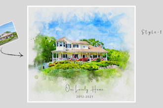 paint a watercolor portrait of your house from your image