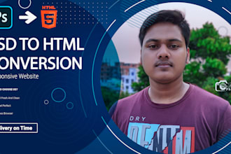 convert PSD jpg png xd figma to HTML with full responsive