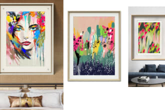 custom traditional and abstract  create wall art and mockup