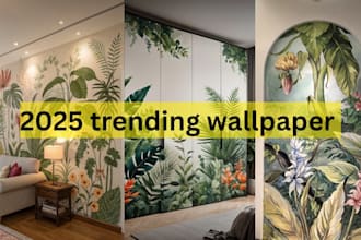 custom traditional and geometric wallpaper design