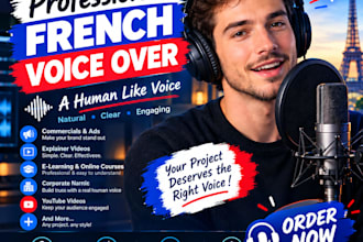 provide a professional human like french voice over