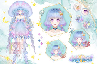 draw anime manga character model art for live2d and vtuber