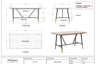 draft your sketch of furniture or photo to technical drawing