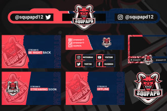 design awesome twitch, youtube stream overlay and mascot logo