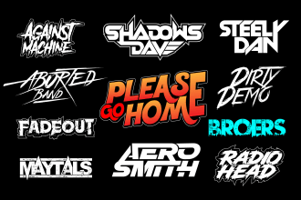 design dj, edm, producer, music, band logo in text style