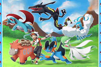 draw you as a pokemon trainer with your team