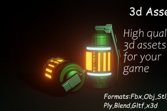 do 3d assets and models for your game ue or unity