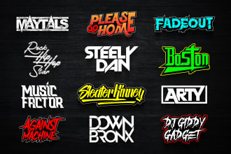 design dj band hiphop rock rap producer typography studio record edm custom logo