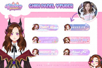 draw custom chibi and cute pannels for vtuber or kick and twitch button design