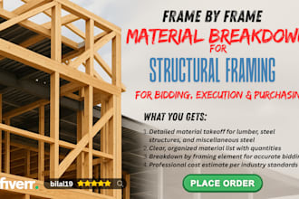 provide a detailed material list for framing