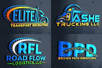 do logistics transport and trucking business logo design
