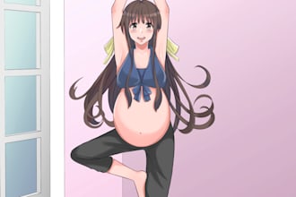 draw anime pregnant oc or fanart in cute anime style