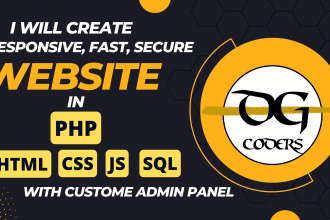 develop responsive website with custom admin panel in HTML, CSS, PHP, mysql