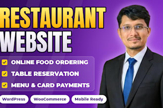 design a restaurant website with online ordering and table reservation