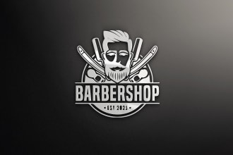 create barber and barber shop logo design