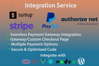 integrate stripe paypal sumup and other payment gateways into your website