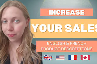 write SEO product descriptions in english or french