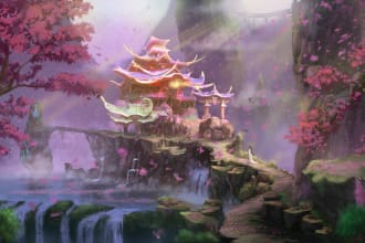 draw amazing environment concept art and fantasy landscape