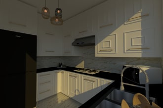 design kitchen interior in 3d and render