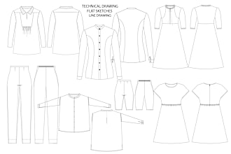 do fashion flats and tech packs of clothing and accessories