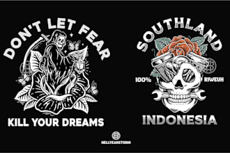 create skeleton skull tshirt illustration in my style