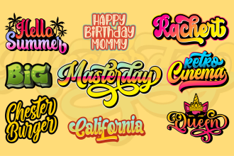 design font or text based custom typography t shirt, logo and sticker