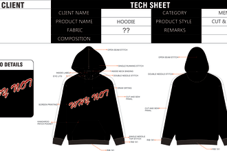 design hoodie and make tech pack