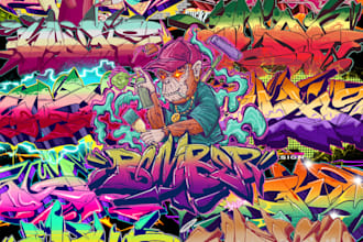 create a hand drawn original graffiti design or logo