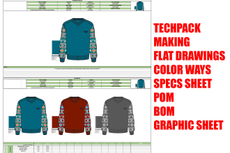 make clothing techpacks, detailed