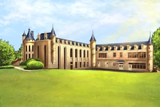 draw realistic digital painting and background illustrations