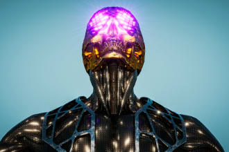 create 3d sci fi cyberpunk nfts, robot characters cyborg nft