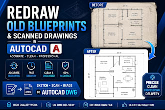 redraw old blueprints and scanned drawings in autocad