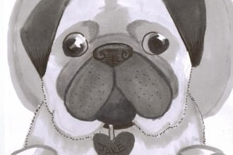 draw a stylized black and white portrait