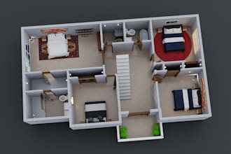 create high quality 3d floor plan for house and buildings