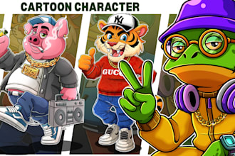 make cartoon character design, mascot logo, illustration and cartoon drawing