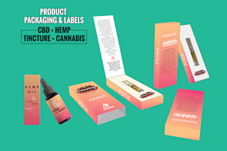 do your cbd, vape, cigarette, cannabis, tincture packaging box design and label